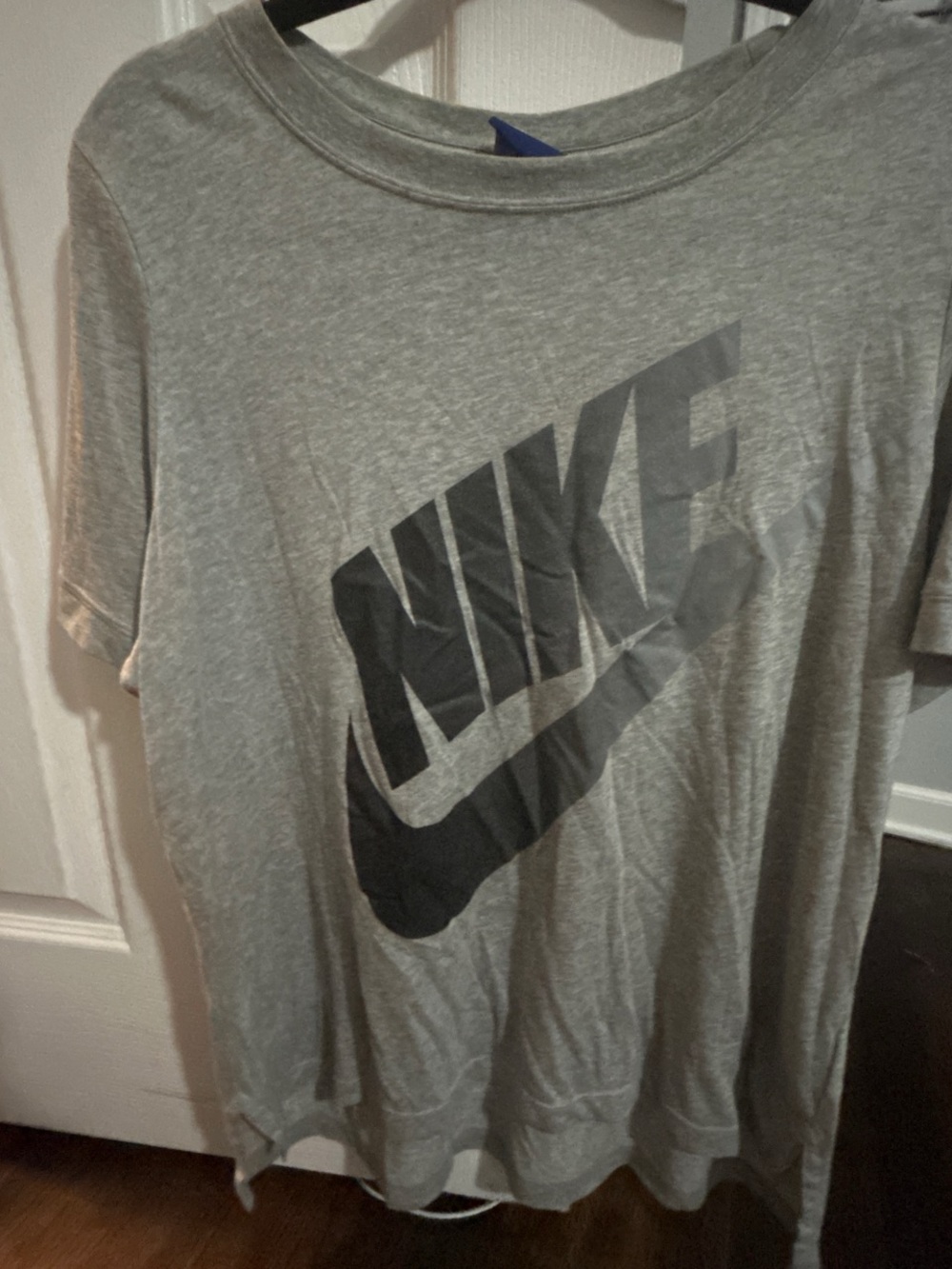 Nike women’s Light Gray Short-Sleeve Tee with Dark Gray Logo